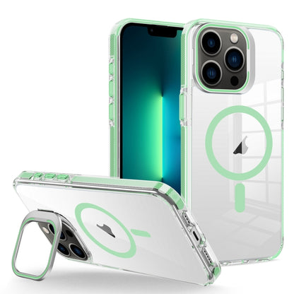 For iPhone 13 Pro Max J2 High Transparent MagSafe Magnetic Frame Holder Phone Case(Matcha Green) - iPhone 13 Pro Max Cases by buy2fix | Online Shopping UK | buy2fix