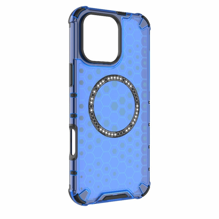 For iPhone 16 Pro Max Honeycomb Magnetic Ring Shockproof Phone Case(Blue) - iPhone 16 Pro Max Cases by buy2fix | Online Shopping UK | buy2fix