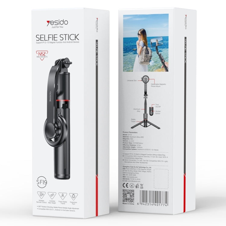 Yesido SF19 Magnetic Cell Phone Tripod Bluetooth Remote Control Selfie Stick(Black) - Selfie Sticks by Yesido | Online Shopping UK | buy2fix