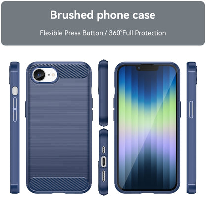 For iPhone SE 2024 Brushed Texture Carbon Fiber TPU Phone Case(Blue) - More iPhone Cases by buy2fix | Online Shopping UK | buy2fix