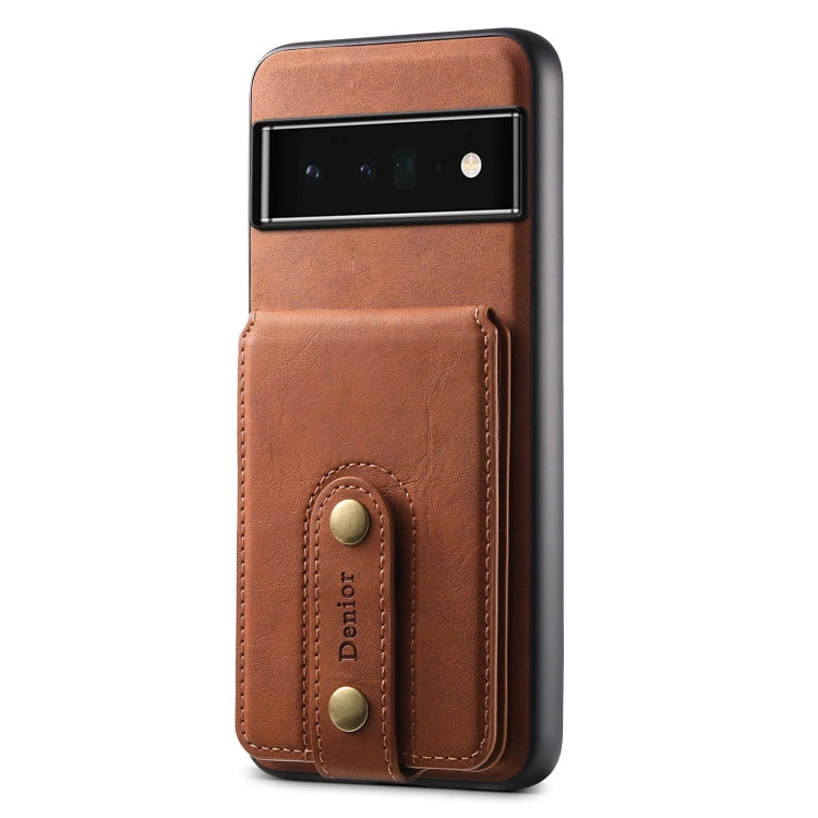 For Google Pixel 6 Pro Denior D14 NK Retro Pattern MagSafe Magnetic Card Holder Leather Phone Case(Brown) - Google Cases by Denior | Online Shopping UK | buy2fix