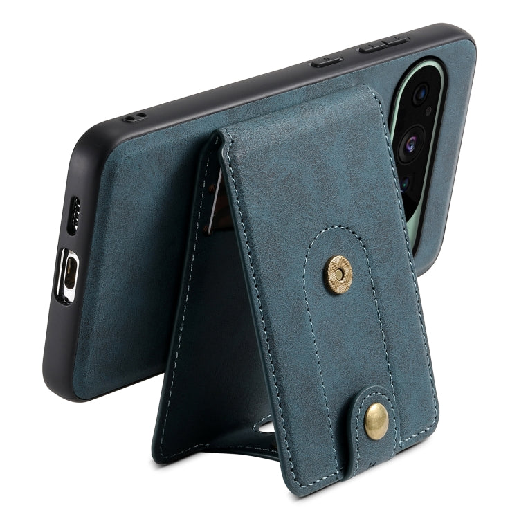 For Google Pixel 9 Denior D14 NK Retro Pattern MagSafe Magnetic Card Holder Leather Phone Case(Blue) - Google Cases by Denior | Online Shopping UK | buy2fix