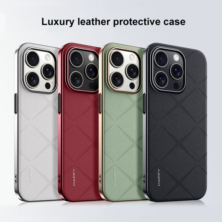 For iPhone 16 Pro Max Plain Leather PC Phone Case(Black) - iPhone 16 Pro Max Cases by buy2fix | Online Shopping UK | buy2fix