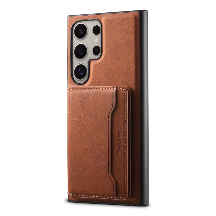 For Samsung Galaxy S23 Ultra 5G Denior D13 Retro Texture Leather MagSafe Card Bag Phone Case(Brown) - Galaxy S23 Ultra 5G Cases by Denior | Online Shopping UK | buy2fix