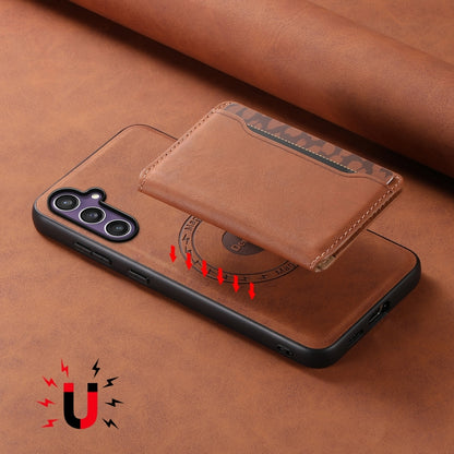 For Samsung Galaxy S23 FE 5G Denior D13 Retro Texture Leather MagSafe Card Bag Phone Case(Brown) - Galaxy S23 FE 5G Cases by Denior | Online Shopping UK | buy2fix