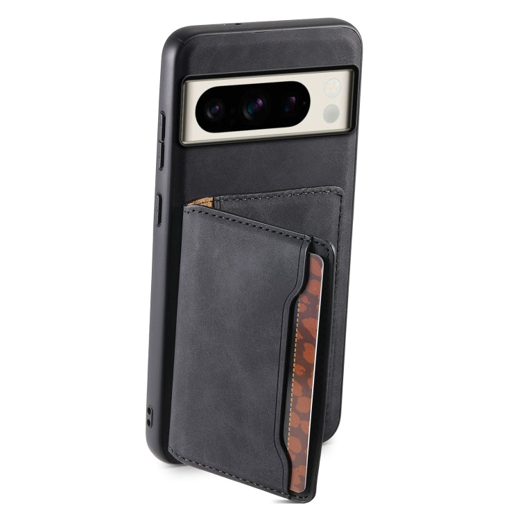 For Google Pixel 8 Pro Denior D13 Retro Texture Leather MagSafe Card Bag Phone Case(Black) - Google Cases by Denior | Online Shopping UK | buy2fix