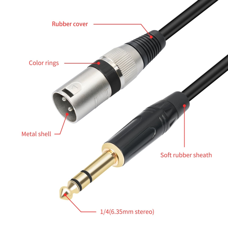 TC145BK55 6.35mm 1/4 TRS Male to XLR 3pin Male Microphone Cable, Length:1m(Black) - Microphone Audio Cable & Connector by buy2fix | Online Shopping UK | buy2fix