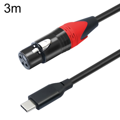 TY03RE Type-C Male to XLR Female Audio Cable for Dynamic Microphone, Length:3m(Black) - Microphone Audio Cable & Connector by buy2fix | Online Shopping UK | buy2fix