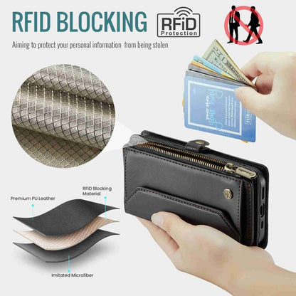 For iPhone 14 Plus CaseMe C36 Card Slots Zipper Wallet RFID Anti-theft Leather Phone Case(Black) - iPhone 14 Plus Cases by CaseMe | Online Shopping UK | buy2fix