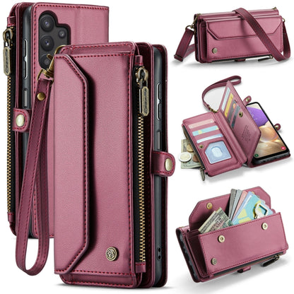 For Samsung Galaxy A32 5G CaseMe C36 Card Slots Zipper Wallet RFID Anti-theft Leather Phone Case(Wine Red) - Galaxy Phone Cases by CaseMe | Online Shopping UK | buy2fix