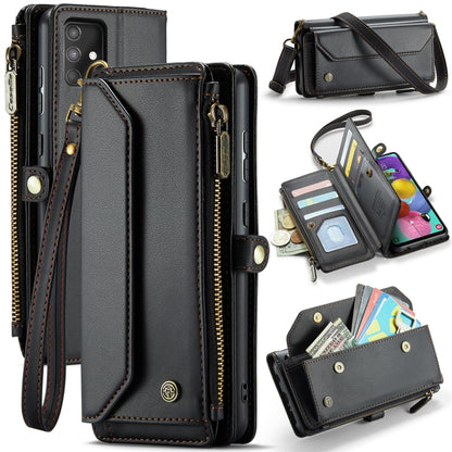 For Samsung Galaxy A51 4G CaseMe C36 Card Slots Zipper Wallet RFID Anti-theft Leather Phone Case(Black) - Galaxy Phone Cases by CaseMe | Online Shopping UK | buy2fix