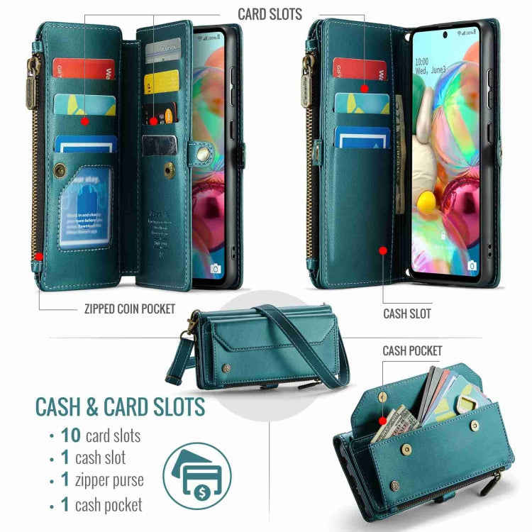 For Samsung Galaxy A71 4G CaseMe C36 Card Slots Zipper Wallet RFID Anti-theft Leather Phone Case(Blue-green) - Galaxy Phone Cases by CaseMe | Online Shopping UK | buy2fix