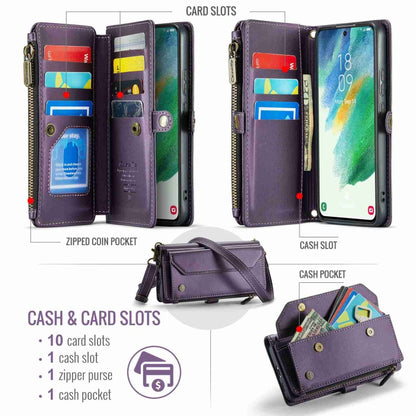 For Samsung Galaxy S21 FE 5G CaseMe C36 Card Slots Zipper Wallet RFID Anti-theft Leather Phone Case(Purple) - Galaxy Phone Cases by CaseMe | Online Shopping UK | buy2fix