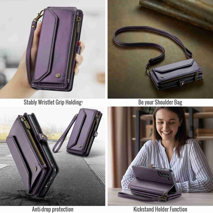 For Samsung Galaxy S21+ 5G CaseMe C36 Card Slots Zipper Wallet RFID Anti-theft Leather Phone Case(Purple) - Galaxy S21+ 5G Cases by CaseMe | Online Shopping UK | buy2fix