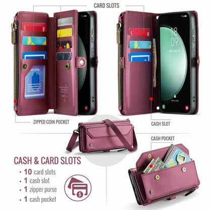 For Samsung Galaxy S23 FE 5G CaseMe C36 Card Slots Zipper Wallet RFID Anti-theft Leather Phone Case(Wine Red) - Galaxy S23 FE 5G Cases by CaseMe | Online Shopping UK | buy2fix