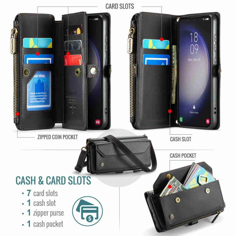 For Samsung Galaxy S23 5G CaseMe C36 Card Slots Zipper Wallet RFID Anti-theft Leather Phone Case(Black) - Galaxy S23 5G Cases by CaseMe | Online Shopping UK | buy2fix