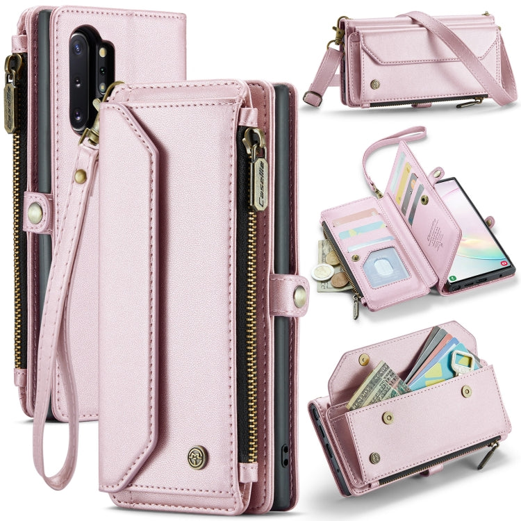 For Samsung Galaxy Note10+ CaseMe C36 Card Slots Zipper Wallet RFID Anti-theft Leather Phone Case(Pink) - Galaxy Phone Cases by CaseMe | Online Shopping UK | buy2fix