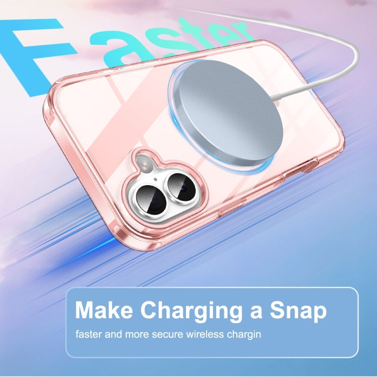 For iPhone 16 Colorful MagSafe Magnetic PC Hybrid TPU Phone Case(Pink) - iPhone 16 Cases by buy2fix | Online Shopping UK | buy2fix