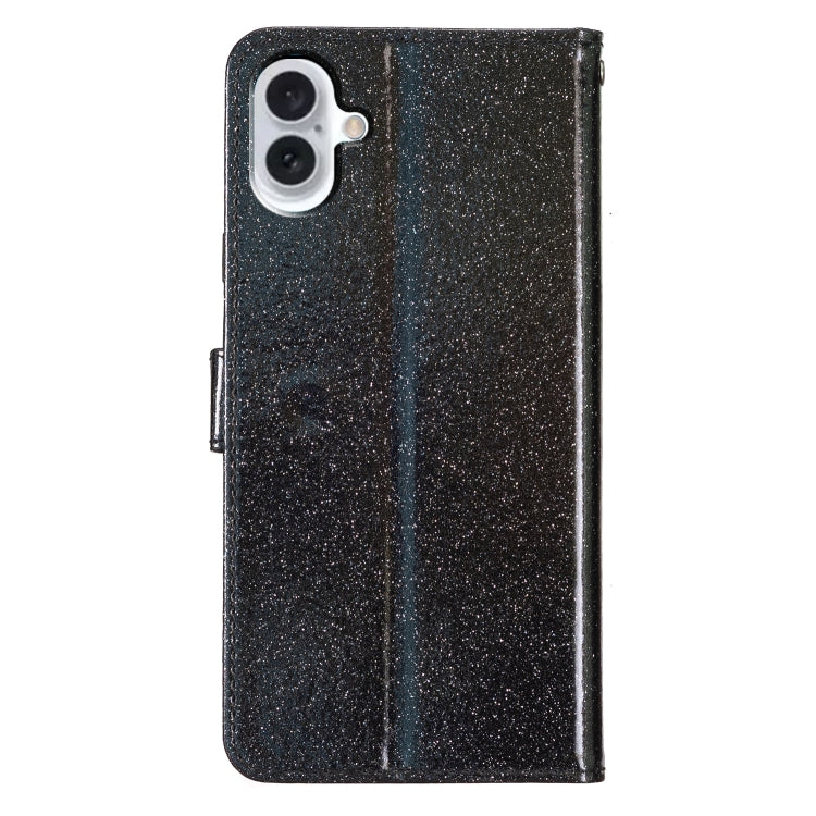 For iPhone 16 Plus Glitter Powder Flip Leather Phone Case(Black) - iPhone 16 Plus Cases by buy2fix | Online Shopping UK | buy2fix