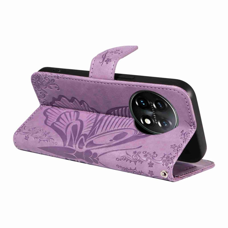 For OnePlus 11 5G Swallowtail Butterfly Embossed Leather Phone Case(Purple) - OnePlus Cases by buy2fix | Online Shopping UK | buy2fix