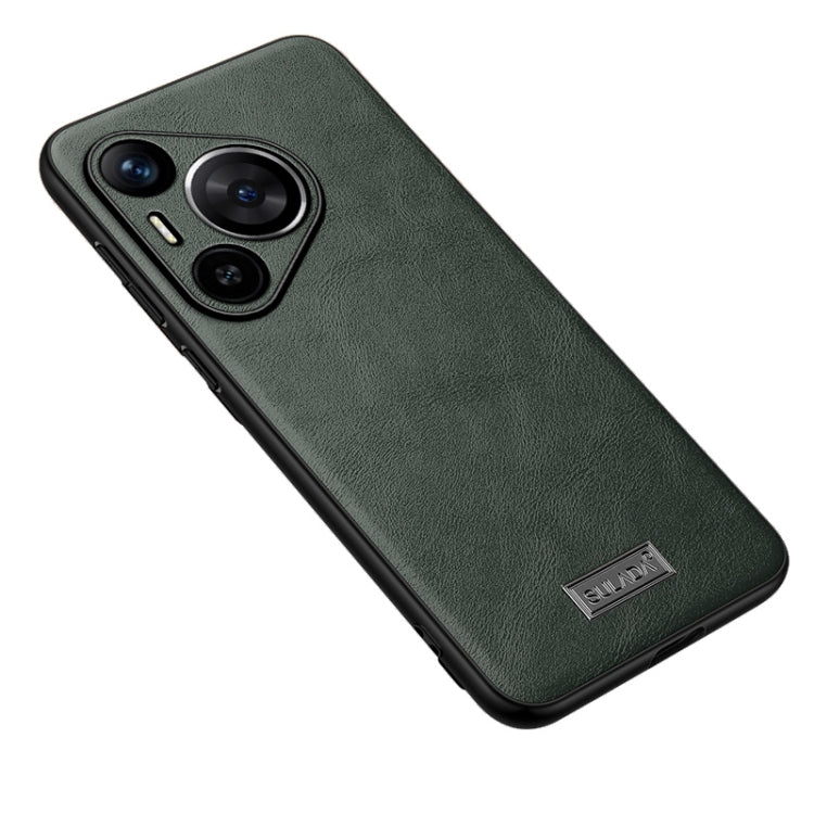 For Huawei Pura 70 SULADA Shockproof TPU Hybrid Handmade Leather Phone Case(Green) - Huawei Cases by SULADA | Online Shopping UK | buy2fix