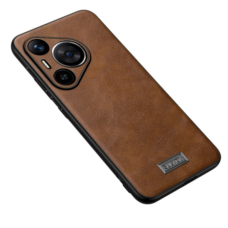 For Huawei Pura 70 SULADA Shockproof TPU Hybrid Handmade Leather Phone Case(Brown) - Huawei Cases by SULADA | Online Shopping UK | buy2fix