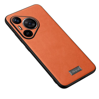 For Huawei Pura 70 SULADA Shockproof TPU Hybrid Handmade Leather Phone Case(Orange) - Huawei Cases by SULADA | Online Shopping UK | buy2fix