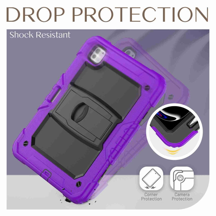 For iPad Pro 11 2024 Silicone Hydric PC Tablet Case with Shoulder Strap & Holder(Purple) - iPad Pro 11 2024 Cases by buy2fix | Online Shopping UK | buy2fix