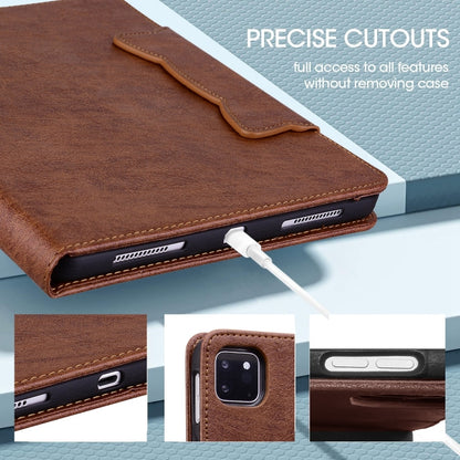 For iPad Air 13 2024 Cat Buckle Leather Smart Tablet Case(Brown) - iPad Air 13 2024 Cases by buy2fix | Online Shopping UK | buy2fix