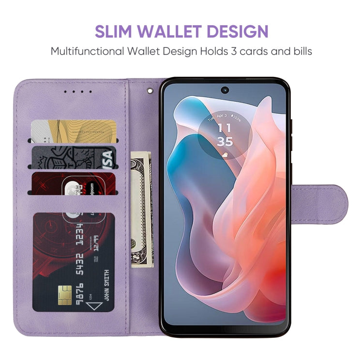 For Motorola Moto G Play 4G 2024 Skin Feel Geometric Lines Leather Phone Case(Purple) - Motorola Cases by buy2fix | Online Shopping UK | buy2fix