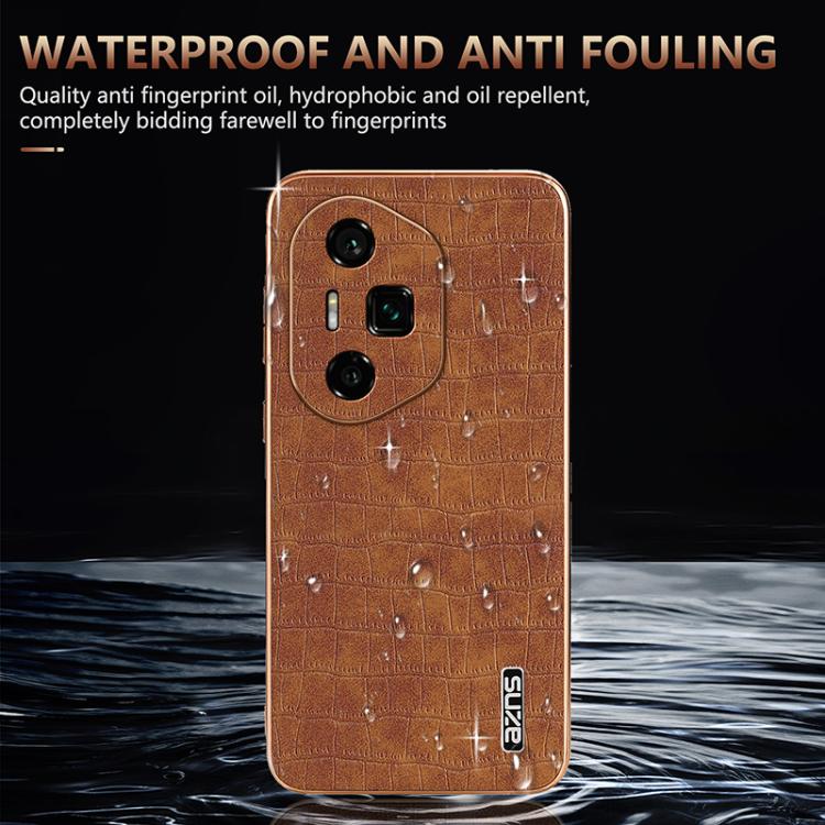 For Honor 300 Ultra AZNS Electroplated Frame Crocodile Texture Full Coverage Phone Case(Black) - Honor Cases by AZNS | Online Shopping UK | buy2fix