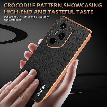 For Honor 300 Ultra AZNS Electroplated Frame Crocodile Texture Full Coverage Phone Case(Black) - Honor Cases by AZNS | Online Shopping UK | buy2fix