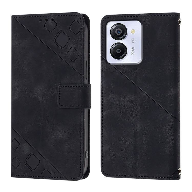 For Blackview Color 8 Skin Feel Embossed Leather Phone Case(Black) - More Brand by buy2fix | Online Shopping UK | buy2fix