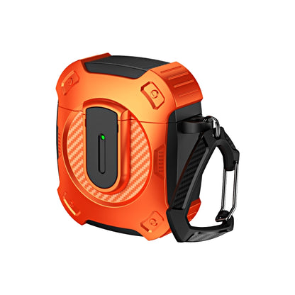 For AirPods 2 / 1 Lock Shockproof Bluetooth Earphone Protective Case(Black Orange) - For AirPods 1/2 by buy2fix | Online Shopping UK | buy2fix