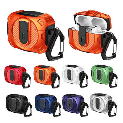 For AirPods 4 Lock Shockproof Bluetooth Earphone Protective Case(Black Orange) - For AirPods 4 by buy2fix | Online Shopping UK | buy2fix