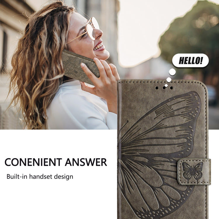 For Blackview A53 Embossed Butterfly Leather Phone Case(Grey) - More Brand by buy2fix | Online Shopping UK | buy2fix