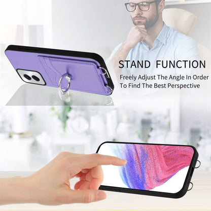 For Motorola Moto G Power 5G 2024 R20 Ring Card Holder Phone Case(Purple) - Motorola Cases by buy2fix | Online Shopping UK | buy2fix