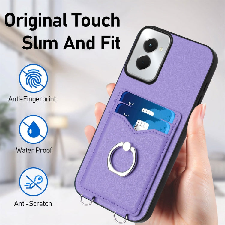 For Motorola Moto G Power 5G 2024 R20 Ring Card Holder Phone Case(Purple) - Motorola Cases by buy2fix | Online Shopping UK | buy2fix