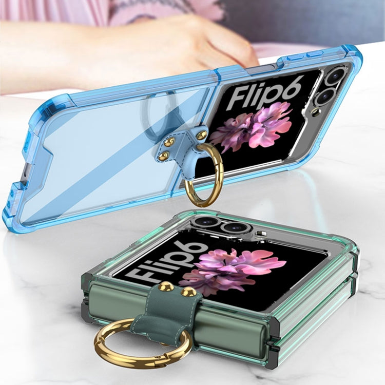 For Samsung Galaxy Z Flip6 GKK Airbag Ring Full Coverage Phone Case with Tempered Film(Transparent) - Galaxy Z Flip6 5G Cases by GKK | Online Shopping UK | buy2fix