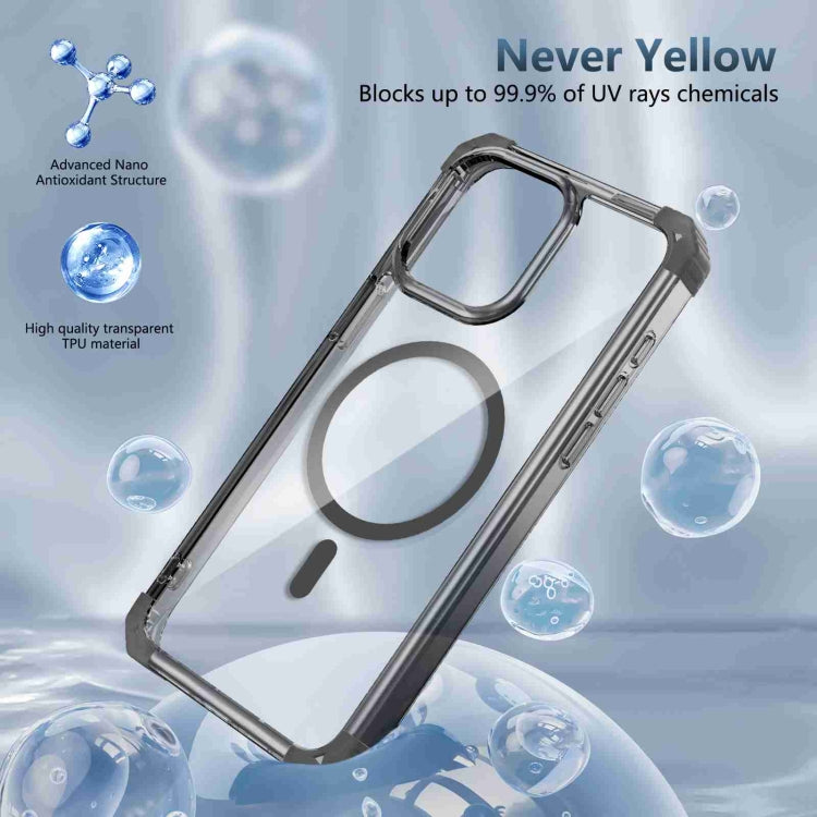 For iPhone 12 Transparent MagSafe Magnetic Phone Case(Black) - iPhone 12 / 12 Pro Cases by buy2fix | Online Shopping UK | buy2fix