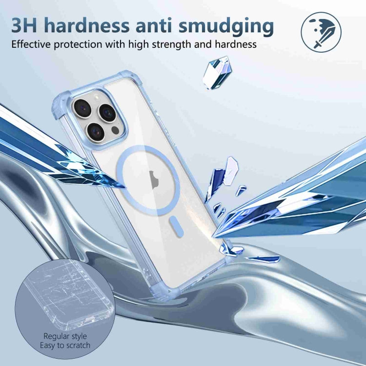 For iPhone 12 Transparent MagSafe Magnetic Phone Case(Blue) - iPhone 12 / 12 Pro Cases by buy2fix | Online Shopping UK | buy2fix