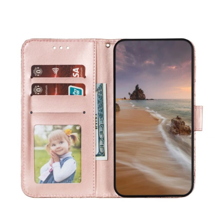 For Xiaomi Redmi K70 Lace Flower Embossing Flip Leather Phone Case(Rose Gold) - K70 Cases by buy2fix | Online Shopping UK | buy2fix