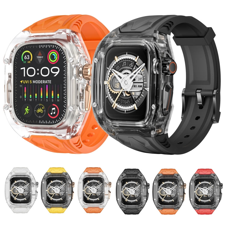 For Apple Watch Ultra 49mm Modified PC Hybrid TPU Watch Case Band(Orange Clear Black) - Watch Bands by buy2fix | Online Shopping UK | buy2fix