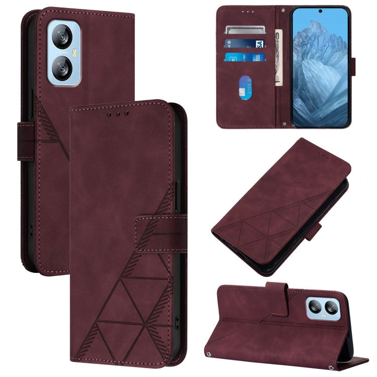 For Blackview A52 Crossbody 3D Embossed Flip Leather Phone Case(Wine Red) - More Brand by buy2fix | Online Shopping UK | buy2fix