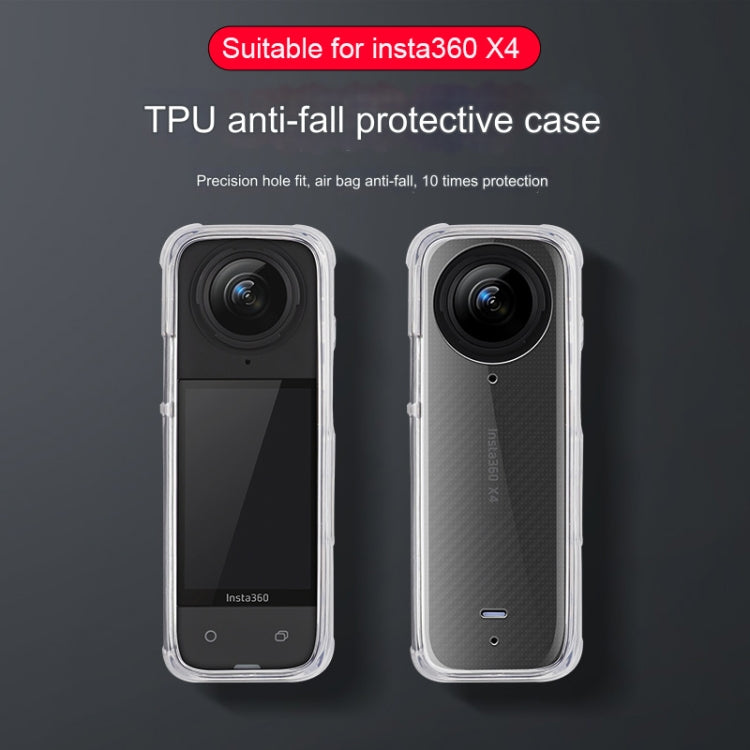 For Insta360 X4 Clear 1.5mm Soft TPU Protective Case With Hand Strap(Clear Black) - Case & Bags by buy2fix | Online Shopping UK | buy2fix