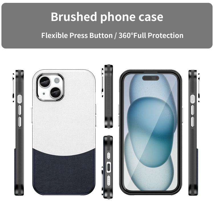 For iPhone 16 Leather Texture MagSafe Magnetic TPU + PC Phone Case(Dark Blue) - iPhone 16 Cases by buy2fix | Online Shopping UK | buy2fix