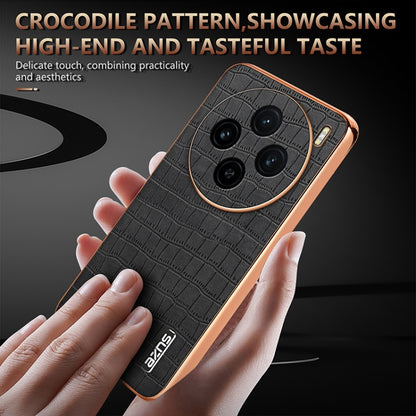 For vivo X100 5G AZNS Electroplated Frame Crocodile Texture Full Coverage Phone Case(Black) - X100 Cases by AZNS | Online Shopping UK | buy2fix