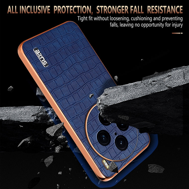 For vivo X100 Pro 5G / X100s Pro AZNS Electroplated Frame Crocodile Texture Full Coverage Phone Case(Black) - vivo Tempered Glass by AZNS | Online Shopping UK | buy2fix