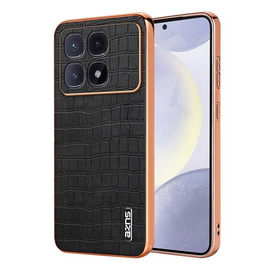 For Redmi K70 Ultra AZNS Electroplated Frame Crocodile Texture Full Coverage Phone Case(Black) - Xiaomi Cases by AZNS | Online Shopping UK | buy2fix