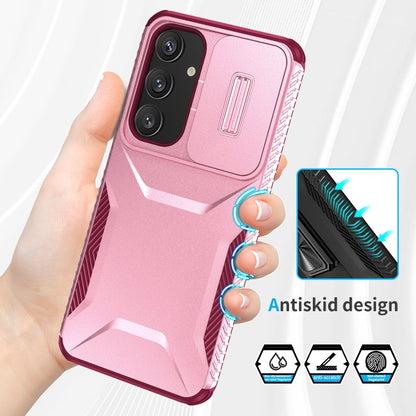 For Samsung Galaxy S25+ 5G / S24+ 5G Sliding Camshield Phone Case(Pink + Rose Red) - Galaxy S24+ 5G Cases by buy2fix | Online Shopping UK | buy2fix